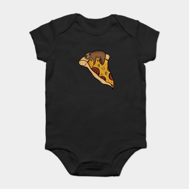 Pizza Sloth, Pizza Slice Baby Bodysuit by logiamerch